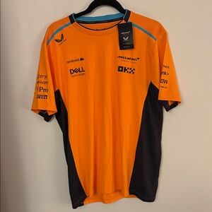 McLaren Men's Orange and Black Team Shirt